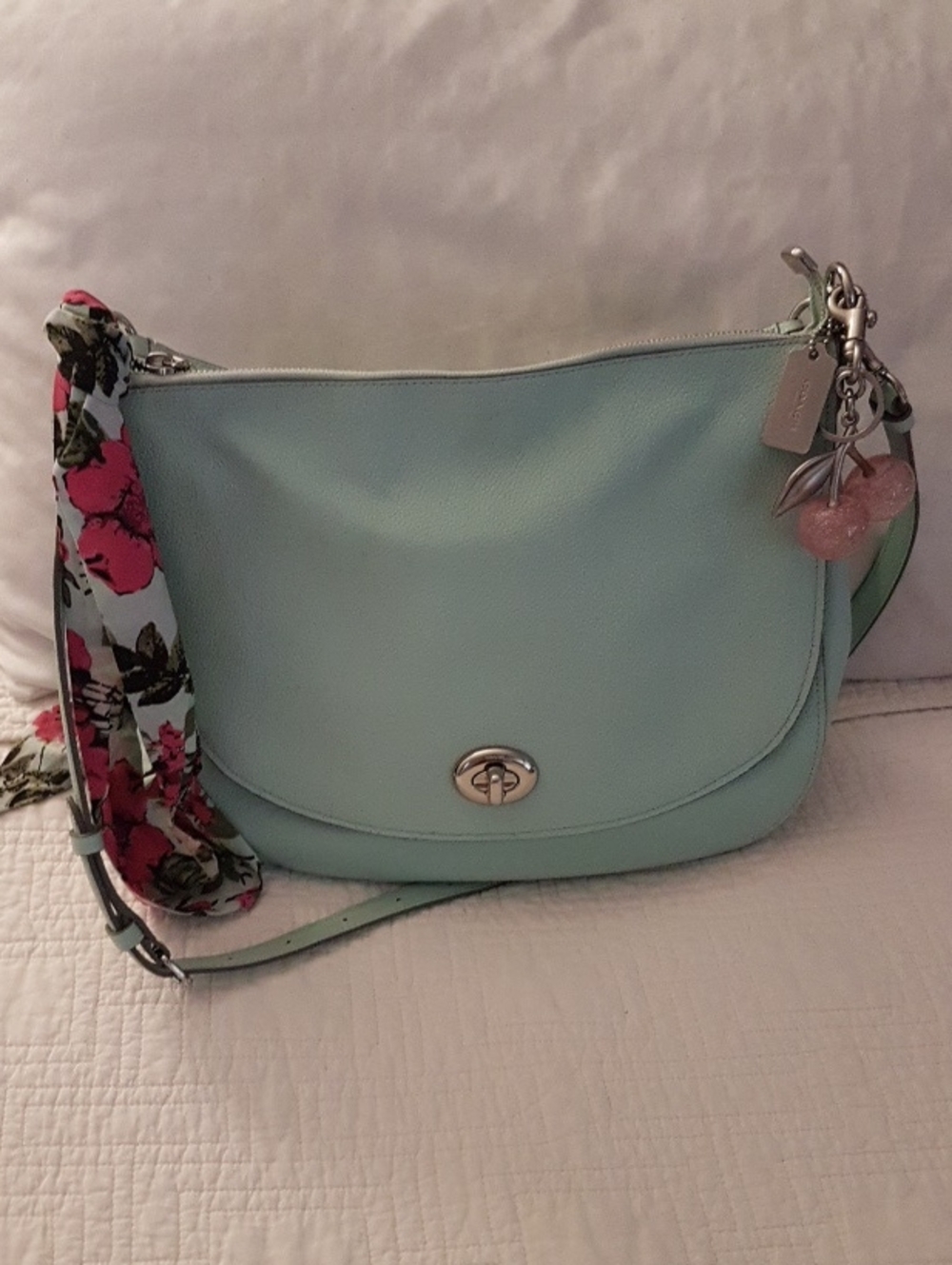 Coach Hobo  Mint Green Leather Shoulder Bag